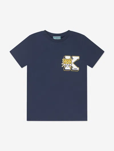Kenzo Babies' Boys Tiger Logo T-shirt In Blue
