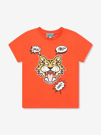 Kenzo Babies' Boys Tiger Logo T-shirt In Red