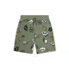 Kenzo Boys Tiger-print Drawstring Cotton Shorts In Green