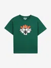 Kenzo Boys Tiger Print T-shirt In Green
