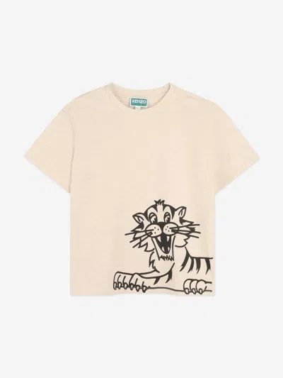 Kenzo Babies'  Boys Tiger Print T-shirt In Neutral