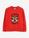 Kenzo Tiger Head-embroidered Sweatshirt In Red