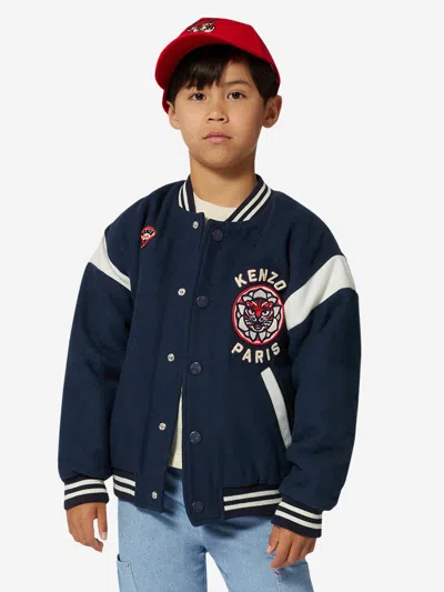 Kenzo Kids' Boys Tiger Varsity Jacket In Blue