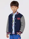 Kenzo Blue Bomber Jacket For Boy With Logo In Blue