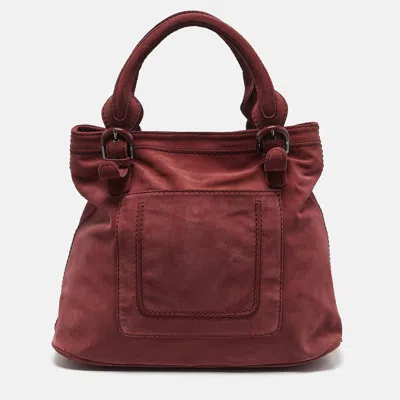 Pre-owned Kenzo Brick Red Suede Buckle Handle Shopper Tote