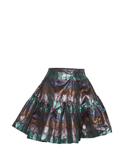 Pre-owned Kenzo Brocade Mini Skirt In Red