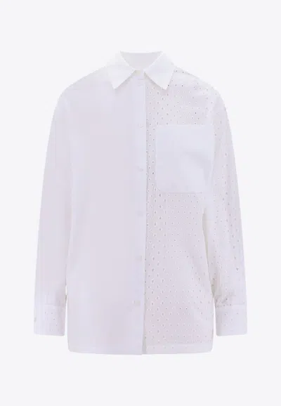 Kenzo Broderie Anglaise Long-sleeved Shirt In White