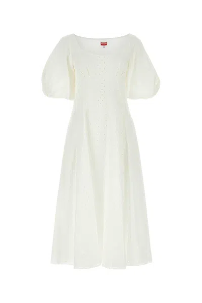 Kenzo Broderie Anglaise Mini Dress In Cotton In White