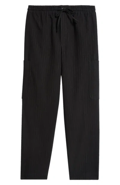 Kenzo Broken Pinstripe Cargo Joggers In Black