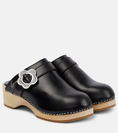 Kenzo Buckle-detail Leather Clogs In Black