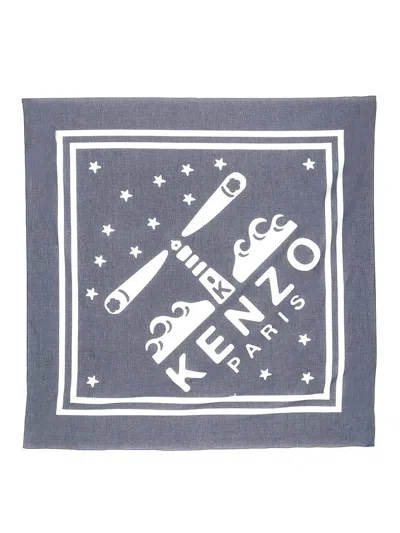 Kenzo Lighthouse Large Scarf In Blue