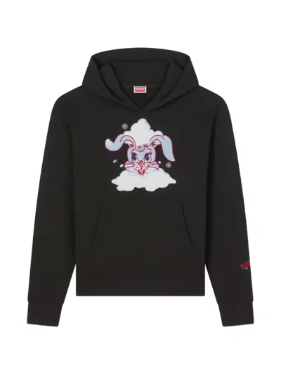 Kenzo Bunny-embroidered Hoodie In Black