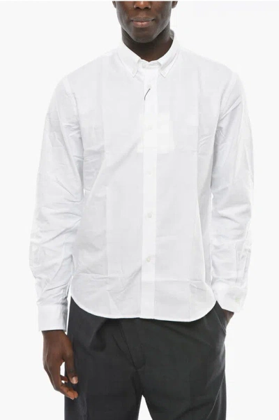 Kenzo Button-down Collar Tiger Crest Cotton Shirt In White