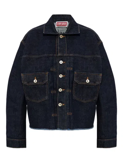 Kenzo Button Embellished Jacket In Blue