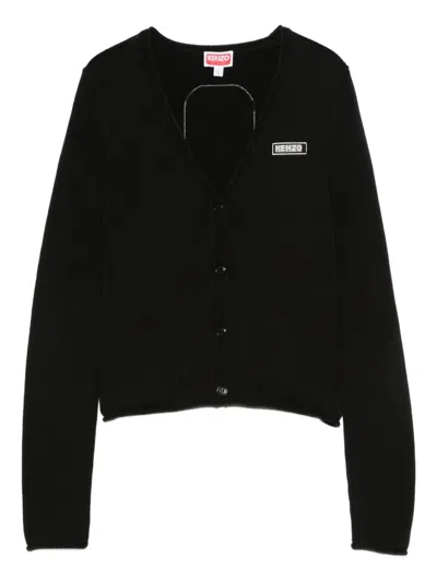 Kenzo Button-fastening Logo Cardigan In Black