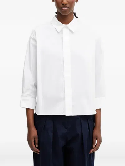 Kenzo Button-cuff Cropped Shirt In White