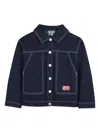 Kenzo Buttoned Denim Jacket In Blue