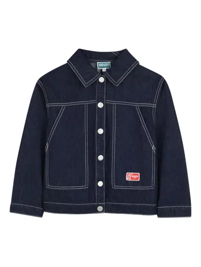 Kenzo Kids' Buttoned Denim Jacket In Blue