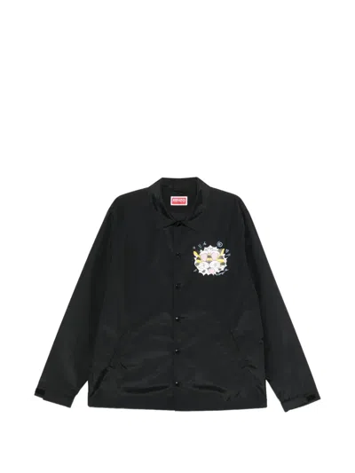 Kenzo Buttoned Shirt Jacket In Black