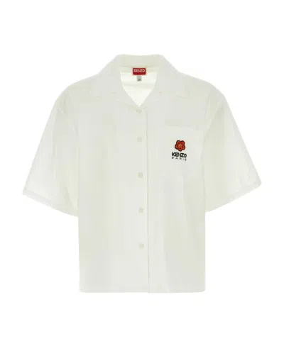 Kenzo Buttoned Short-sleeved Shirt In White