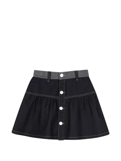 Kenzo Kids' Button-up Denim Skirt In Blue