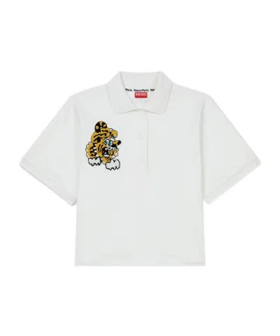 Kenzo White  Paris Verdy Edition Embroidered Polo In 02 Off White