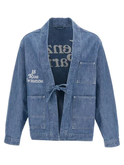 Kenzo X Verdy Logo-embroidered Poncho In Stone Bleached Blue Denim