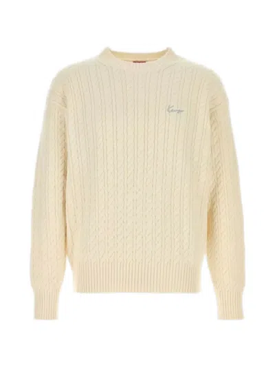 Kenzo Signature Cable-knit Sweater In Yellow