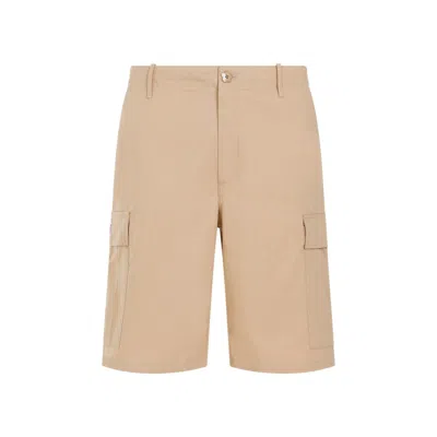 Kenzo Camel Cotton Workwear Shorts In Brown