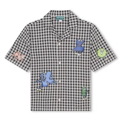 Kenzo Kids' Camicia A Quadri In Gray