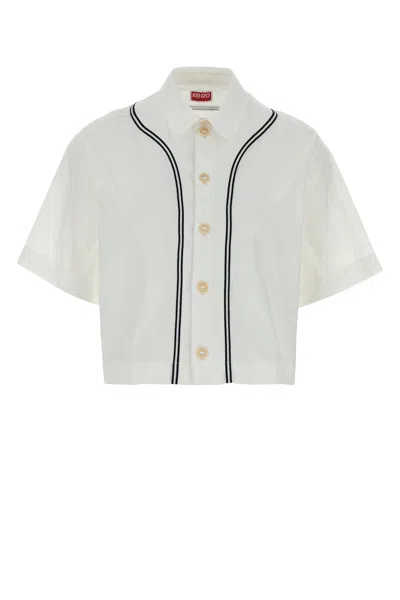 Kenzo White Contrasting Trim Short Sleeves Shirt