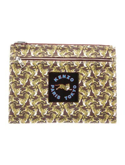 Pre-owned Kenzo Canvas Clutch In Burgundy