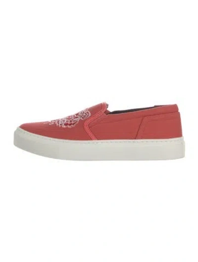 Pre-owned Kenzo Canvas Embroidered Accent Sneakers In Orange