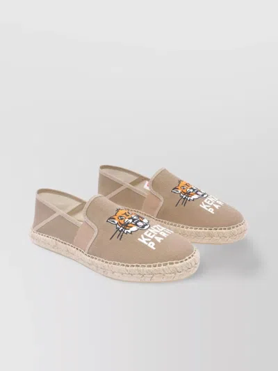 Kenzo Canvas Embroidered Espadrilles Rubber Sole