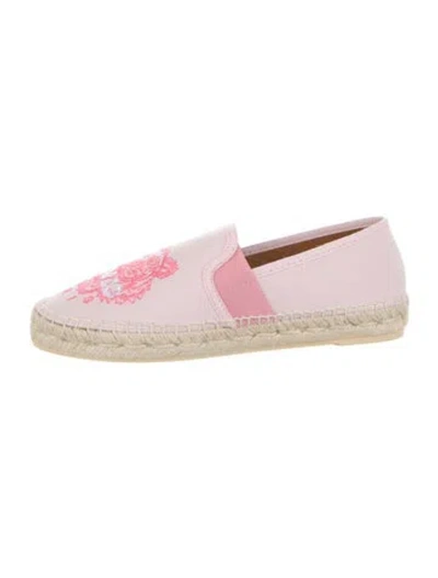 Pre-owned Kenzo Kids' Canvas Embroidered Espadrilles Slip On Sneakers In Pink
