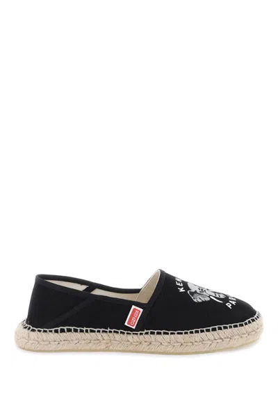 Kenzo Canvas Espadrilles With Logo Embroidery In Nero