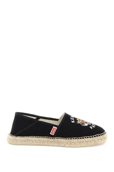 Kenzo Canvas Espadrilles With Logo Embroidery In Black