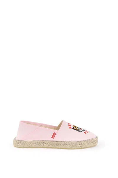 Kenzo Canvas Espadrilles With Logo Embroidery In Rosa