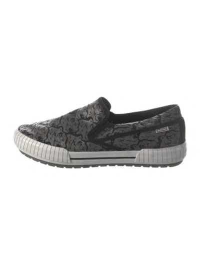 Pre-owned Kenzo Canvas Floral Print Sneakers In Grey