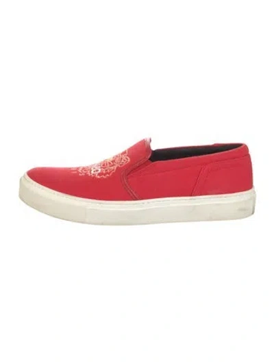 Pre-owned Kenzo Canvas Graphic Print Flats In Red