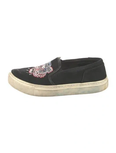 Pre-owned Kenzo Canvas Graphic Print Sneakers In Black