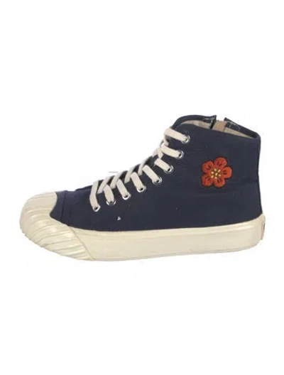 Pre-owned Kenzo Canvas Graphic Print Sneakers In Blue