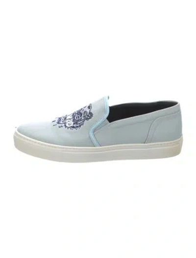 Pre-owned Kenzo Canvas Graphic Print Sneakers In Blue