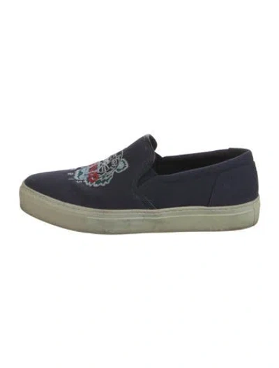 Pre-owned Kenzo Canvas Graphic Print Sneakers In Blue/green