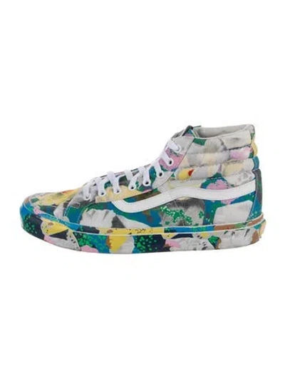 Pre-owned Kenzo Canvas Graphic Print Sneakers In Blue/grey/pink