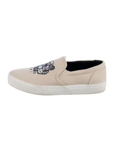 Pre-owned Kenzo Canvas Graphic Print Sneakers In Neutral