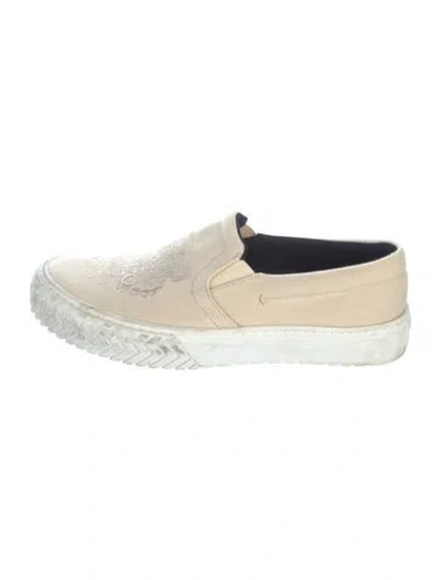 Pre-owned Kenzo Canvas Graphic Print Sneakers In Neutral