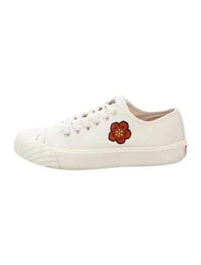 Pre-owned Kenzo Canvas Graphic Print Sneakers In Neutrals