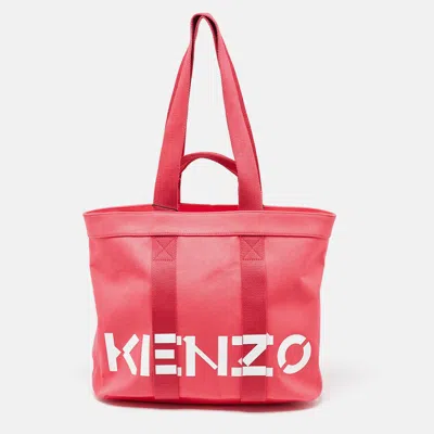 Kenzo Canvas Logo Shopper Tote In Pink