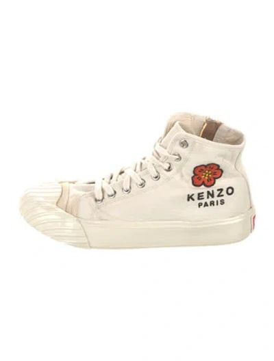 Pre-owned Kenzo Canvas Printed Sneakers In Neutral